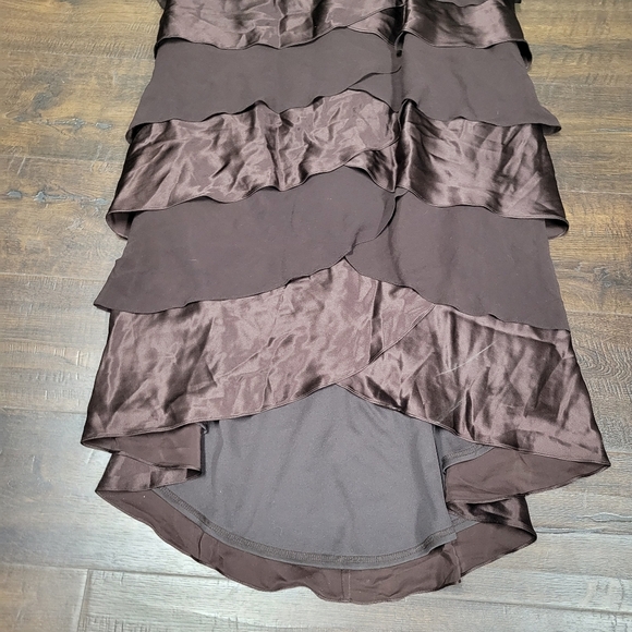 New TADASHI Shoji Dress Tiered Cocktail Formal Chocilate Brown Silk Size… - Picture 4 of 9